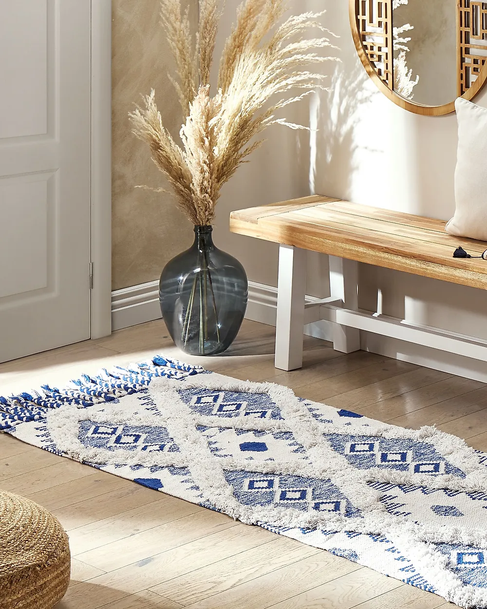 Teppich MANAVGAT Hellbeige 80 x 200 cm Baumwolle