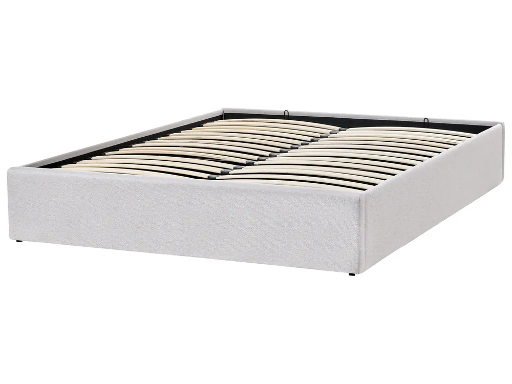 Bett mit Stauraum ohne Kopfteil DINAN Stoff Hellgrau 160 x 200 cm_903729