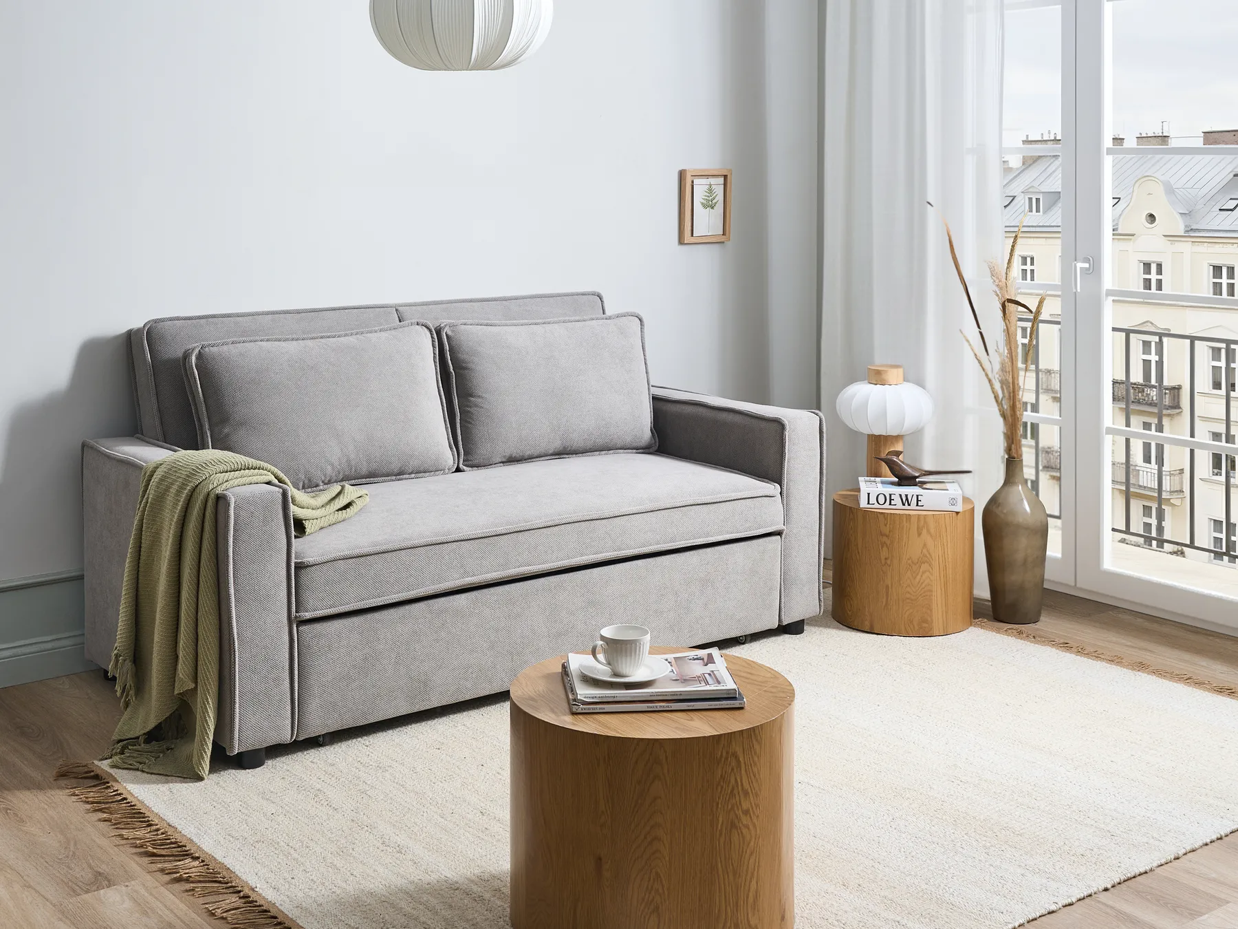 Schlafsofa UTTELA Stoff Grau_1030113