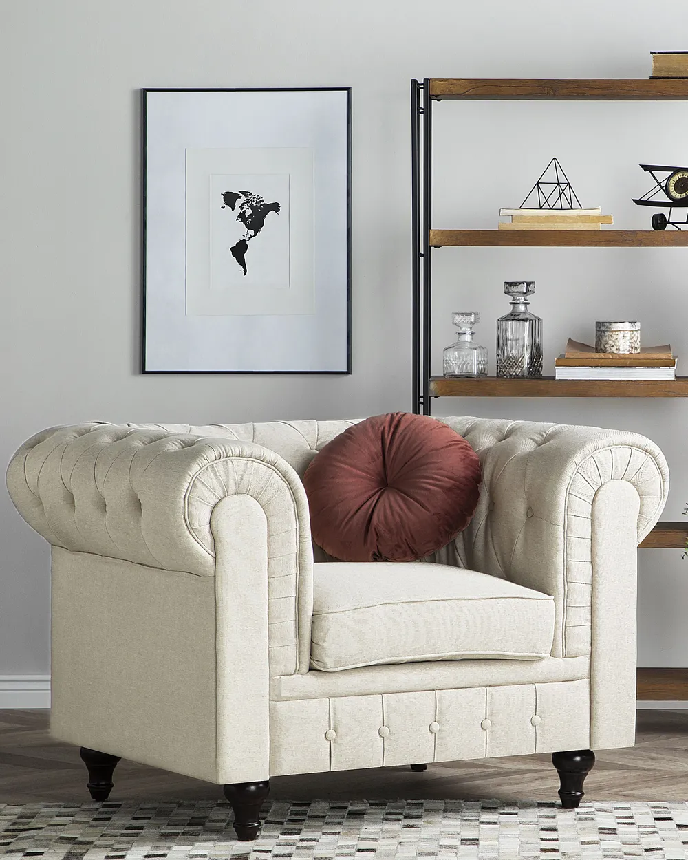 Sessel CHESTERFIELD Stoff Beige