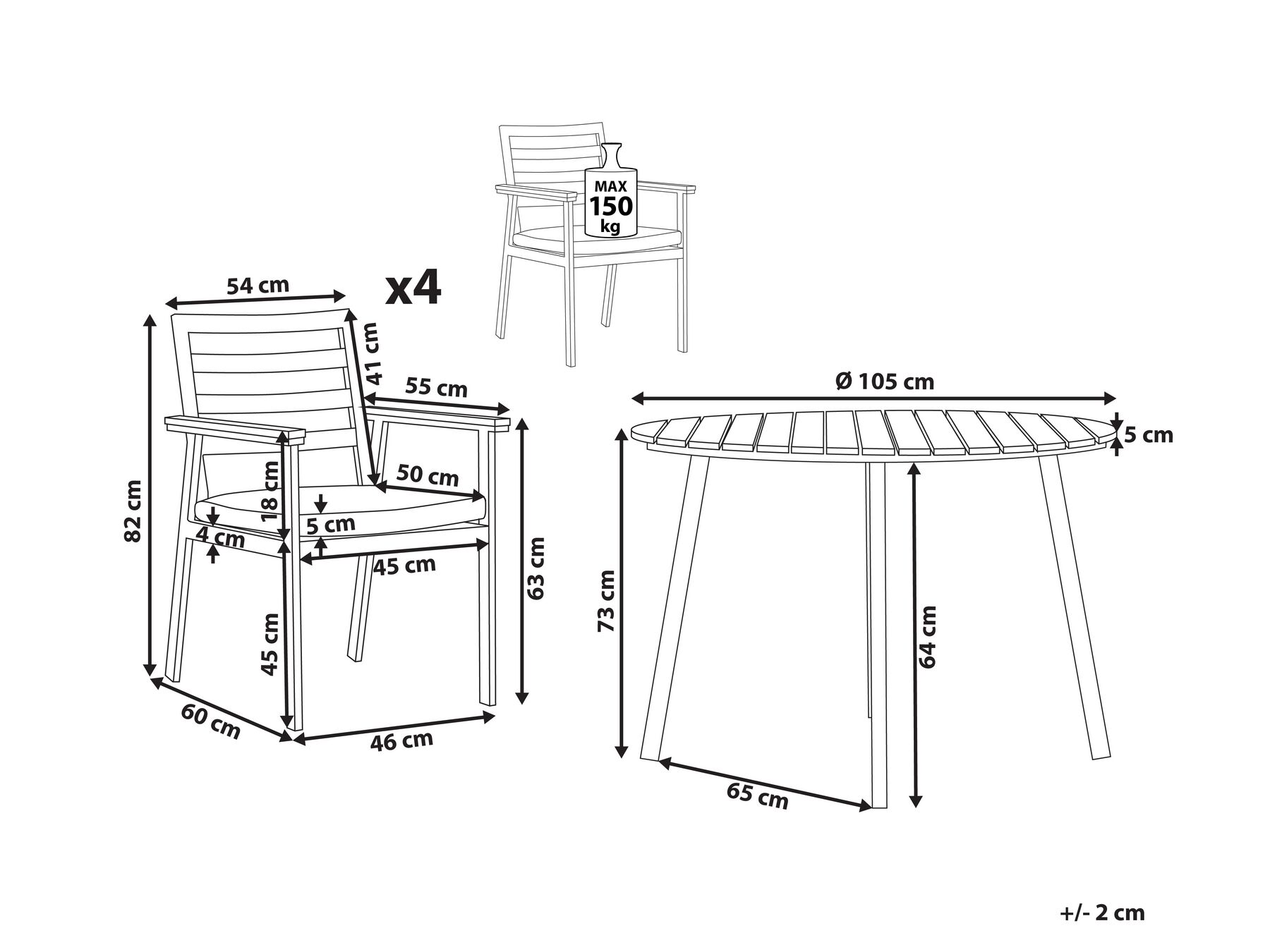 Gartenmöbel Set 4-Sitzer CAVOLI inkl. Kissen Metall Grau_777433
