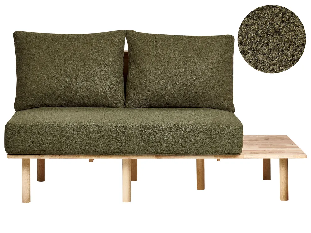 Sofa 2-Sitzer SALO mit Tischen Bouclé Dunkelgrün