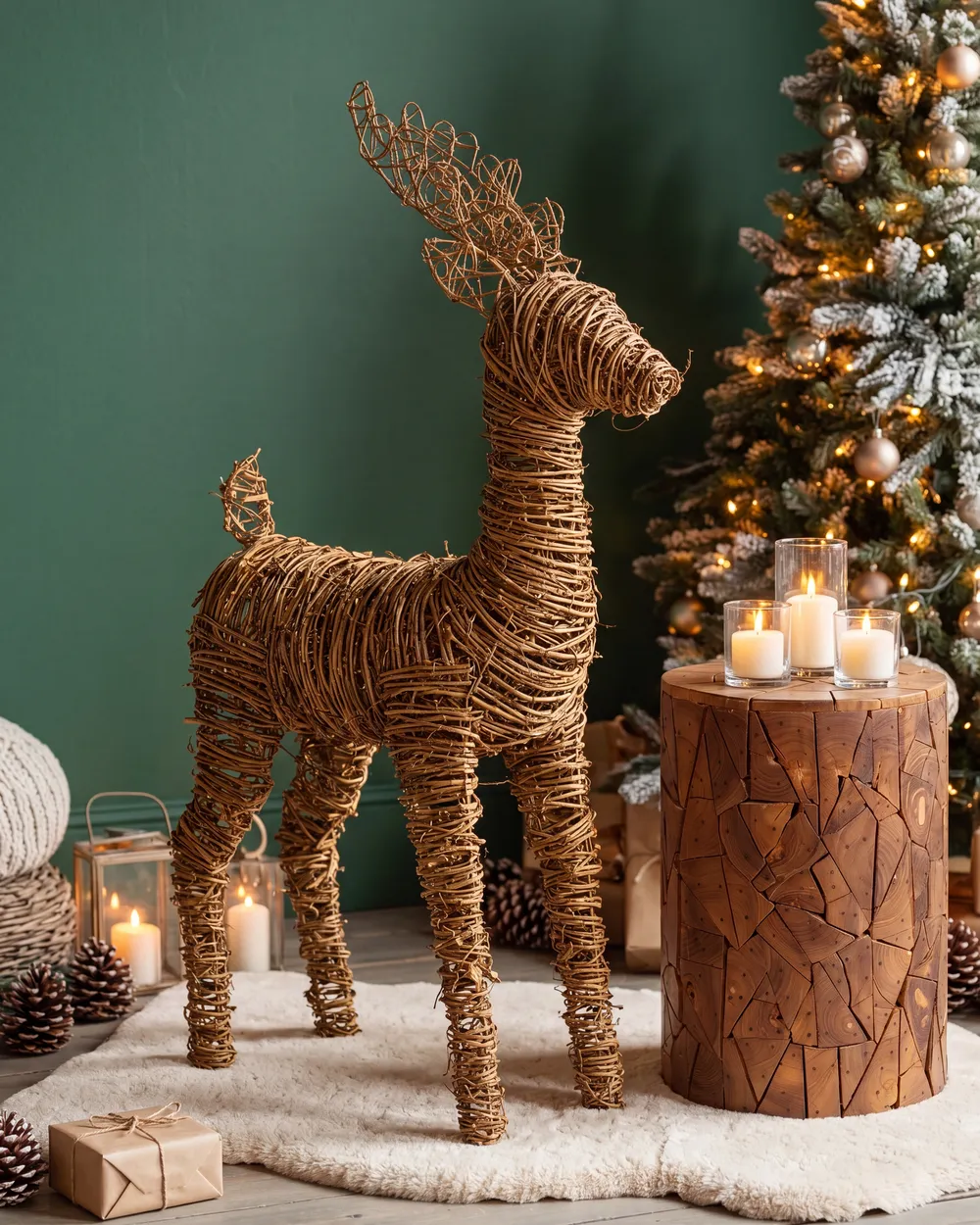 Weihnachtsdekoration LED GRINDAVIK 97 cm Rentier Naturfarben_1144477