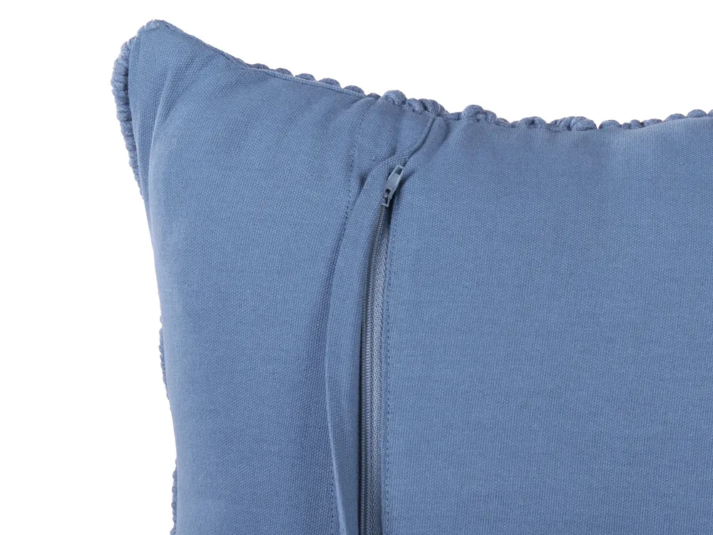Set of 2 Decorative Cushions KARATAS 45 x 45 cm Cotton Blue Geometric Pattern_863314