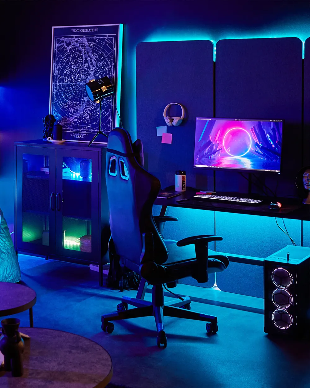 Bürostuhl GAMER Kunstleder Dunkelblau_832714