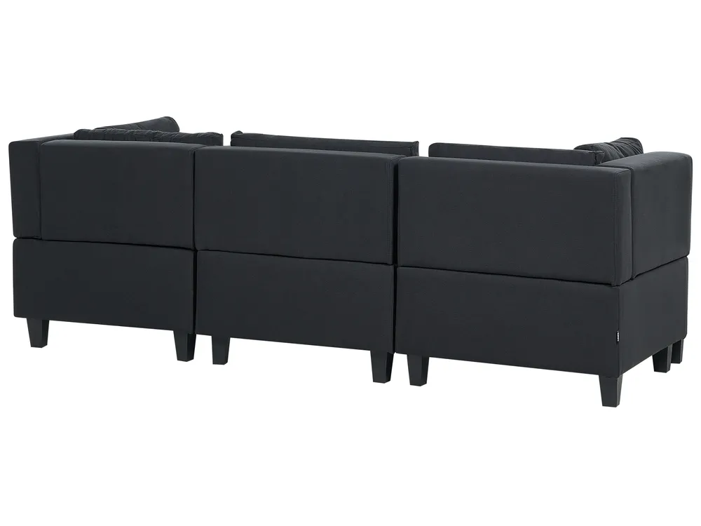 Modular Sofa 3 Seater UNSTAD Fabric Black_893482