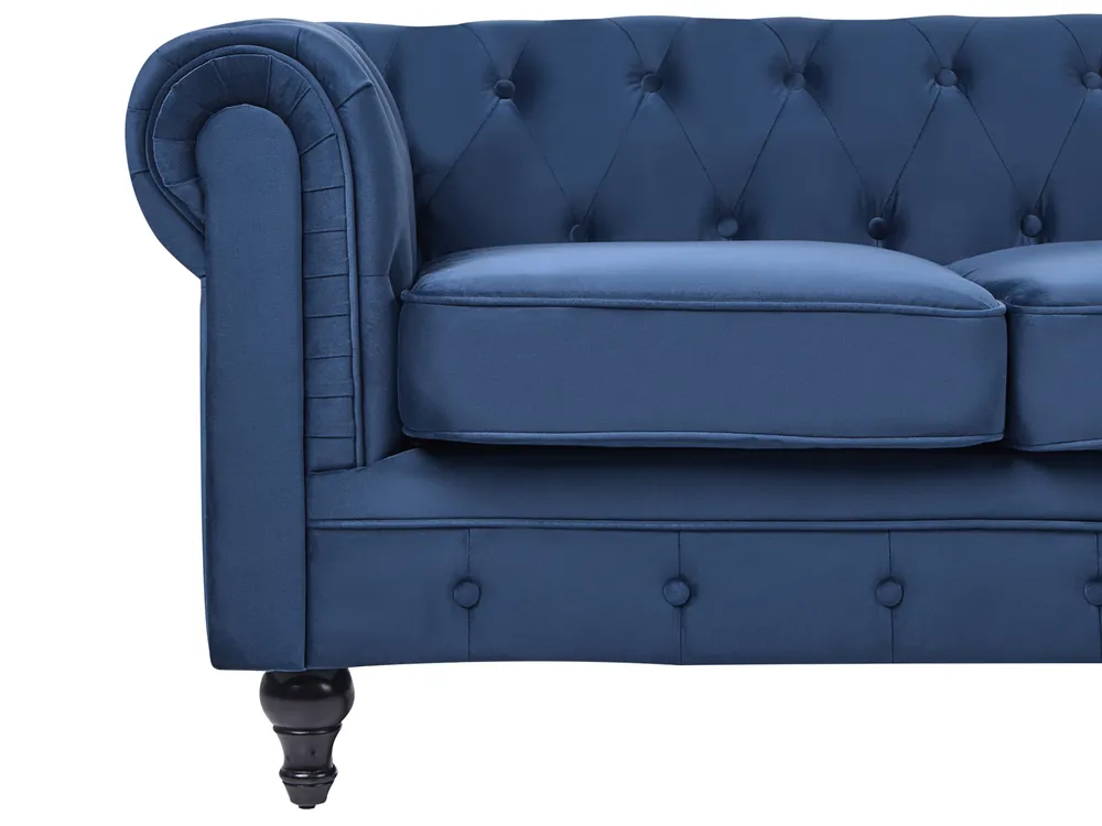 Living Room Set 4 Seater CHESTERFIELD Velvet Navy Blue_1039414