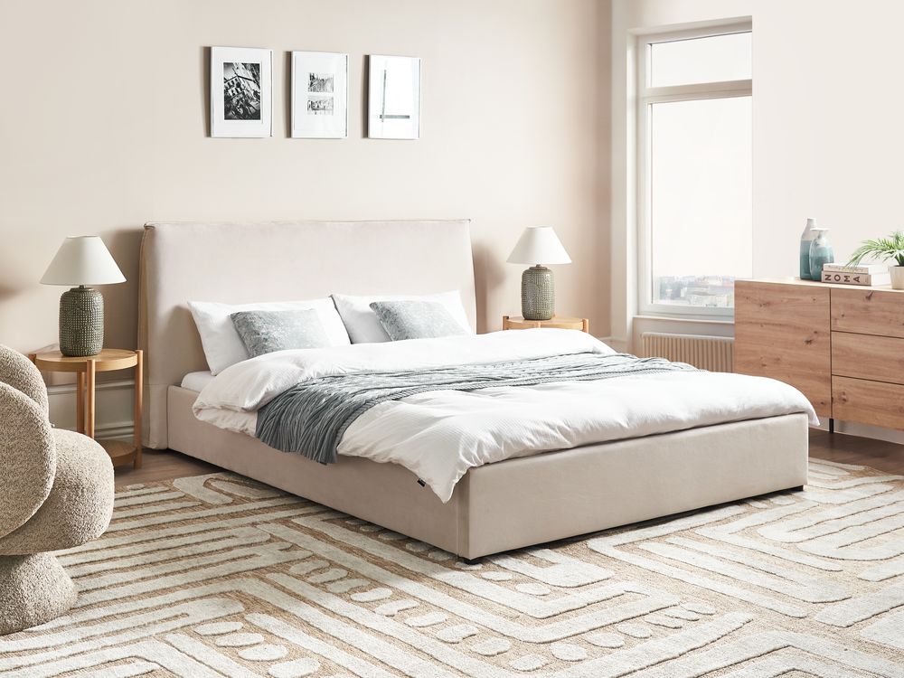 Waterbed Velvet LAVAUR 160 x 200 cm (EU King Size) Off-White