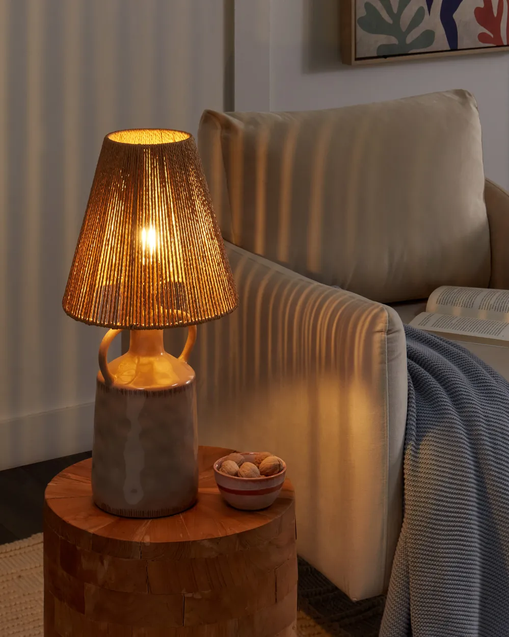 Tischlampe LARISSOS Keramik Taupe
