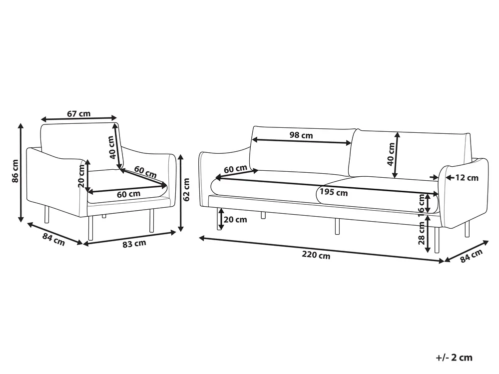 Sofa Set 4-Sitzer VINTERBRO Samtstoff Beige_897457