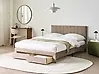 Bed with Storage Drawers LONZAC Velvet Taupe 140 x 200 cm (EU Double)