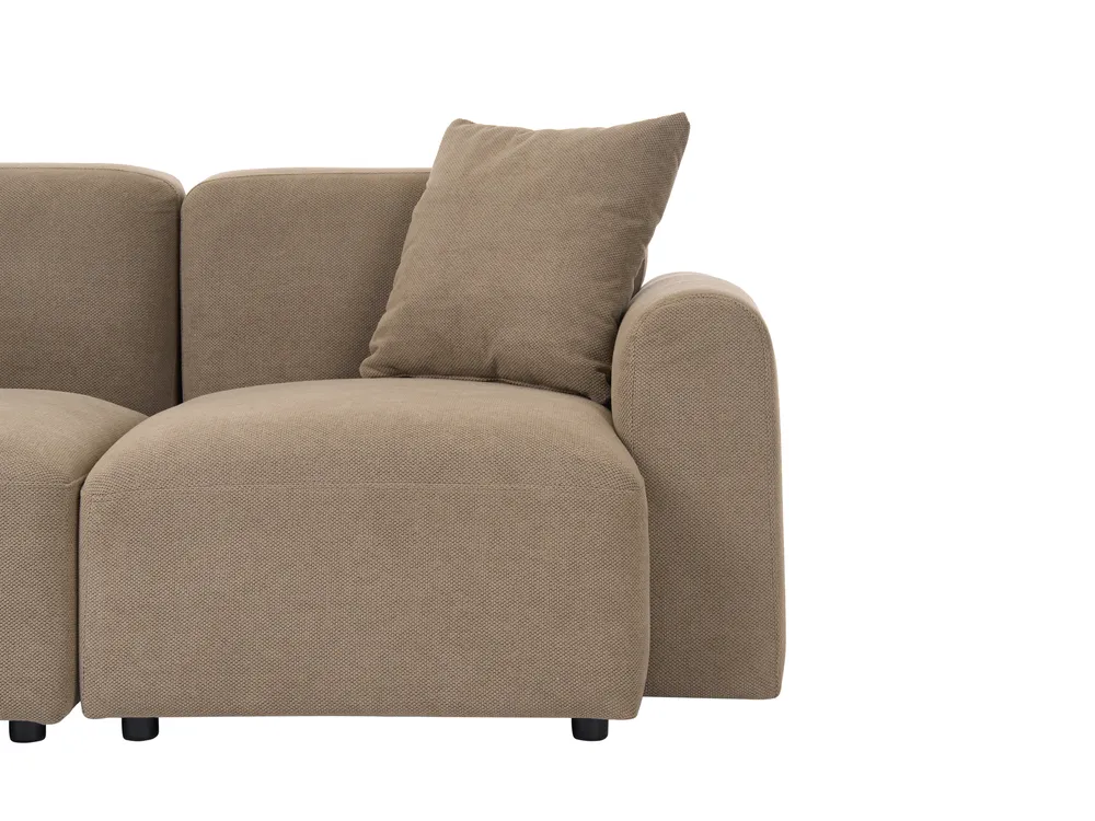 Modular Corner Sofa 3 Seater HEDE with Ottoman Fabric Brown Right Hand_1087469