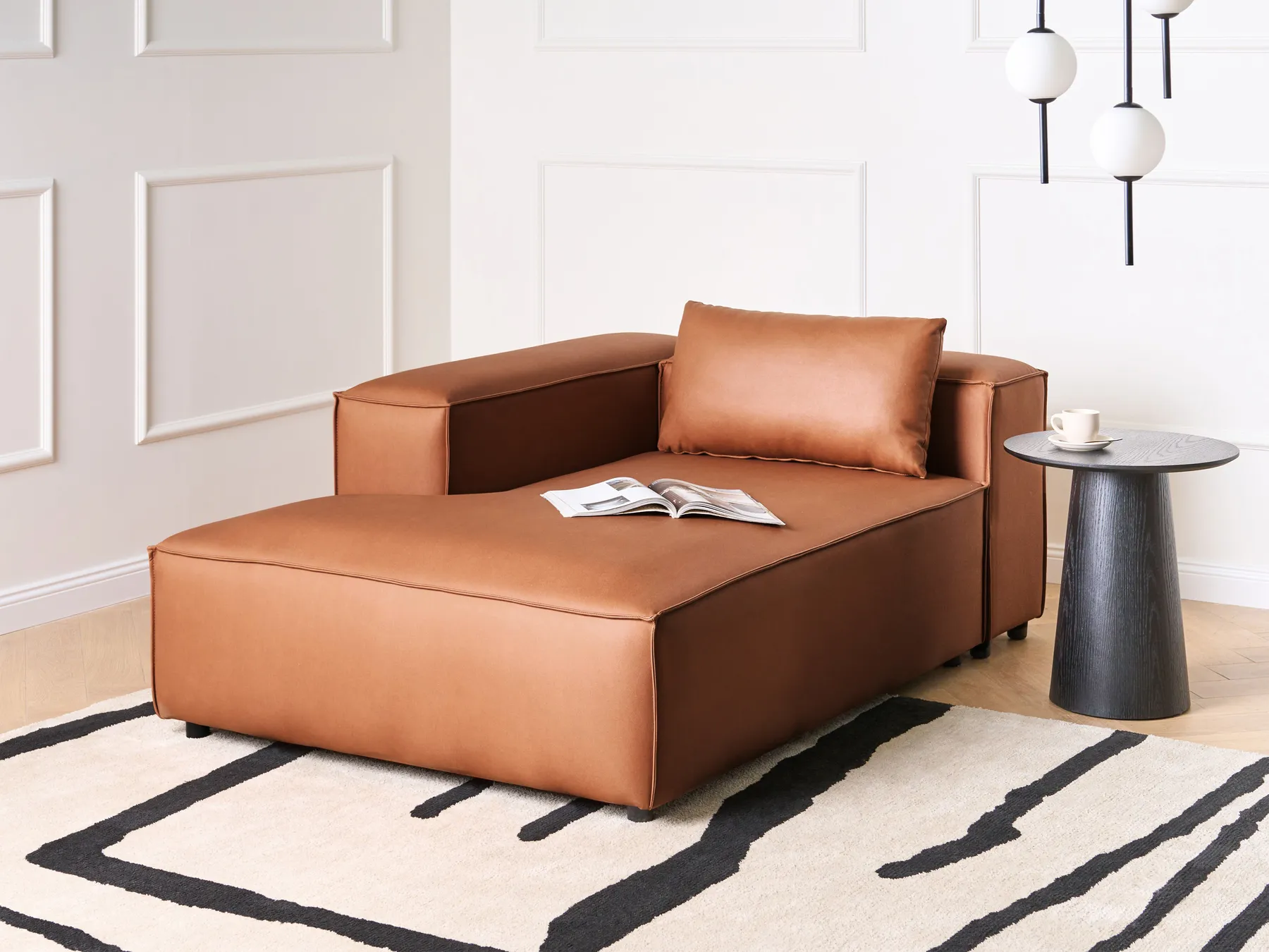 Rechtsseitige Chaiselongue BRANDE Stoff Goldbraun_1001654