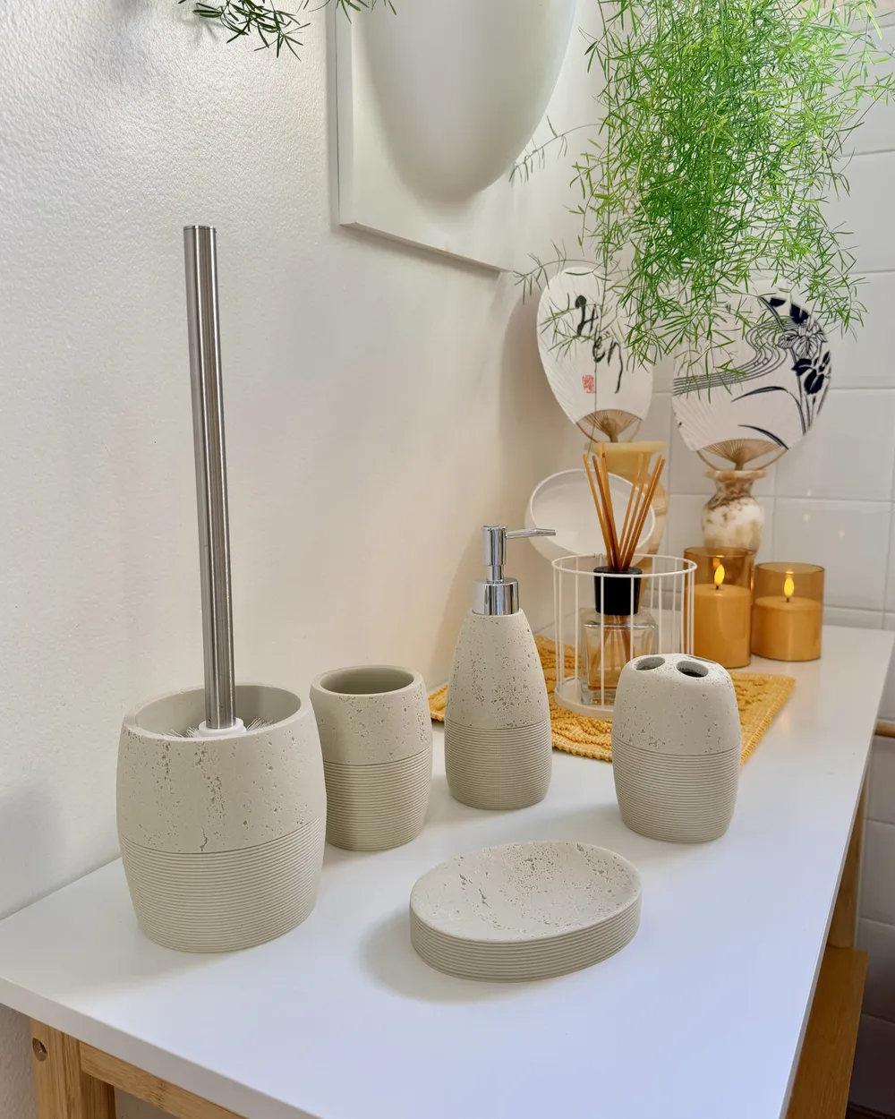 5-Piece Bathroom Accessories Set YARAPA Light Beige_1062708