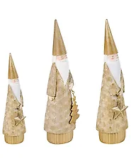 Weihnachtsdekoration 3er Set TENNILA 23/31/32 cm Weihnachtsmann Gold_1175496
