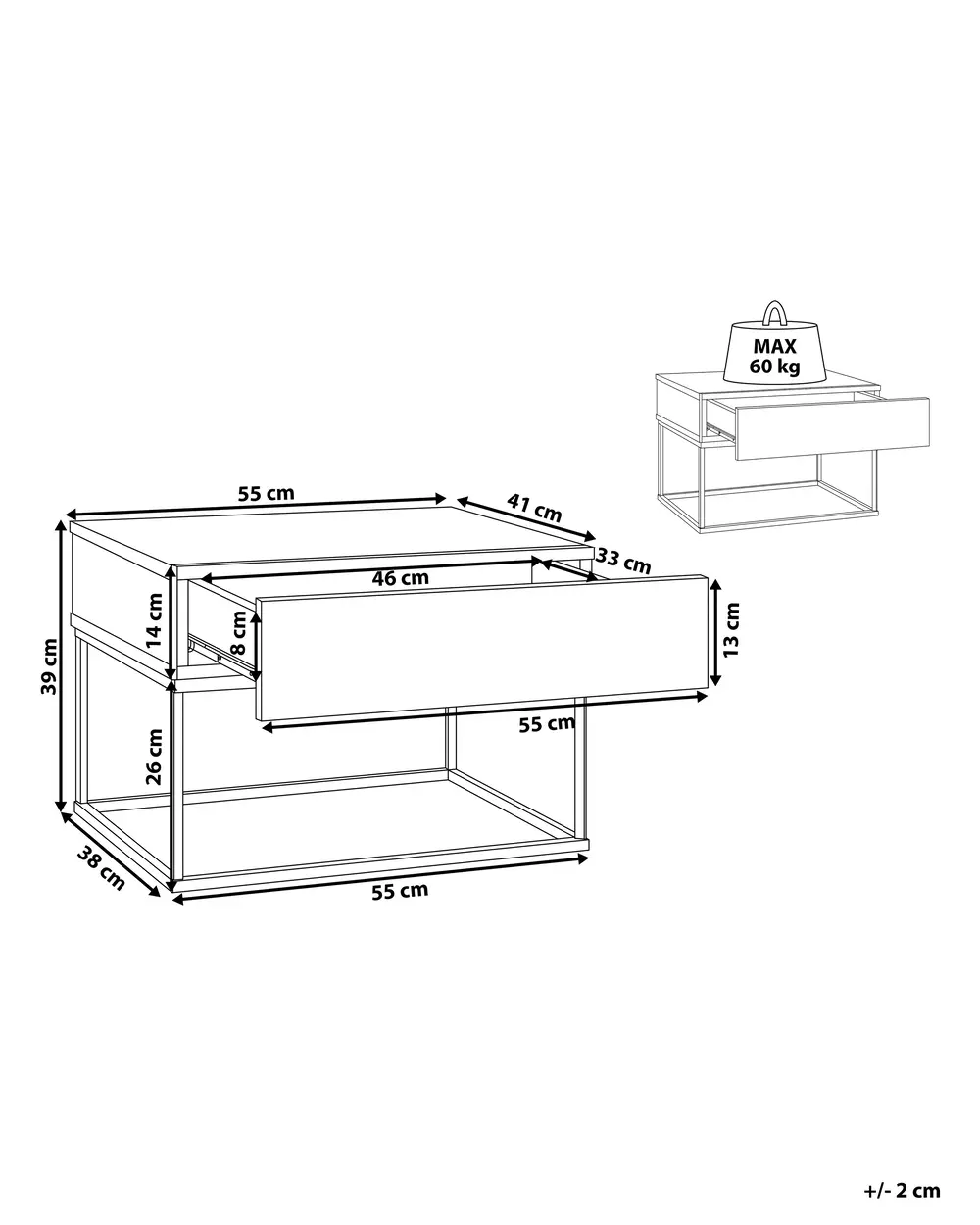 Nachttisch mit 1 Schublade CAIRO Taupe_817860