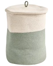 Aufbewahrungskorb 2er Set SILOPI Baumwolle Hellbeige / Grün_1067393