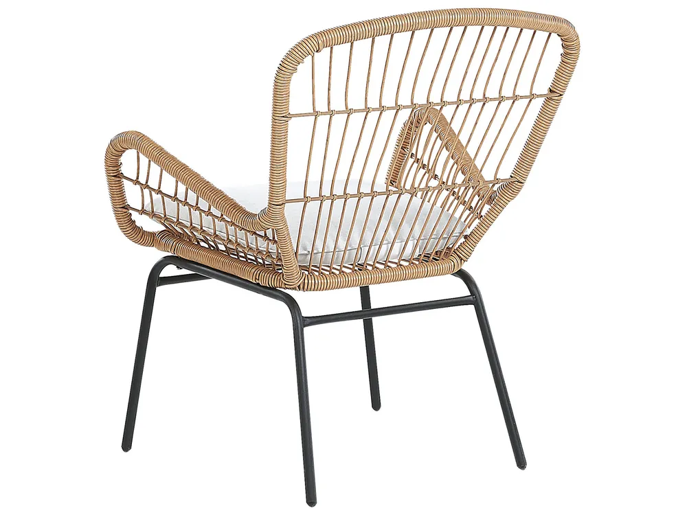 Bistro Set with Cushions LABICO PE Rattan Light Brown_781647