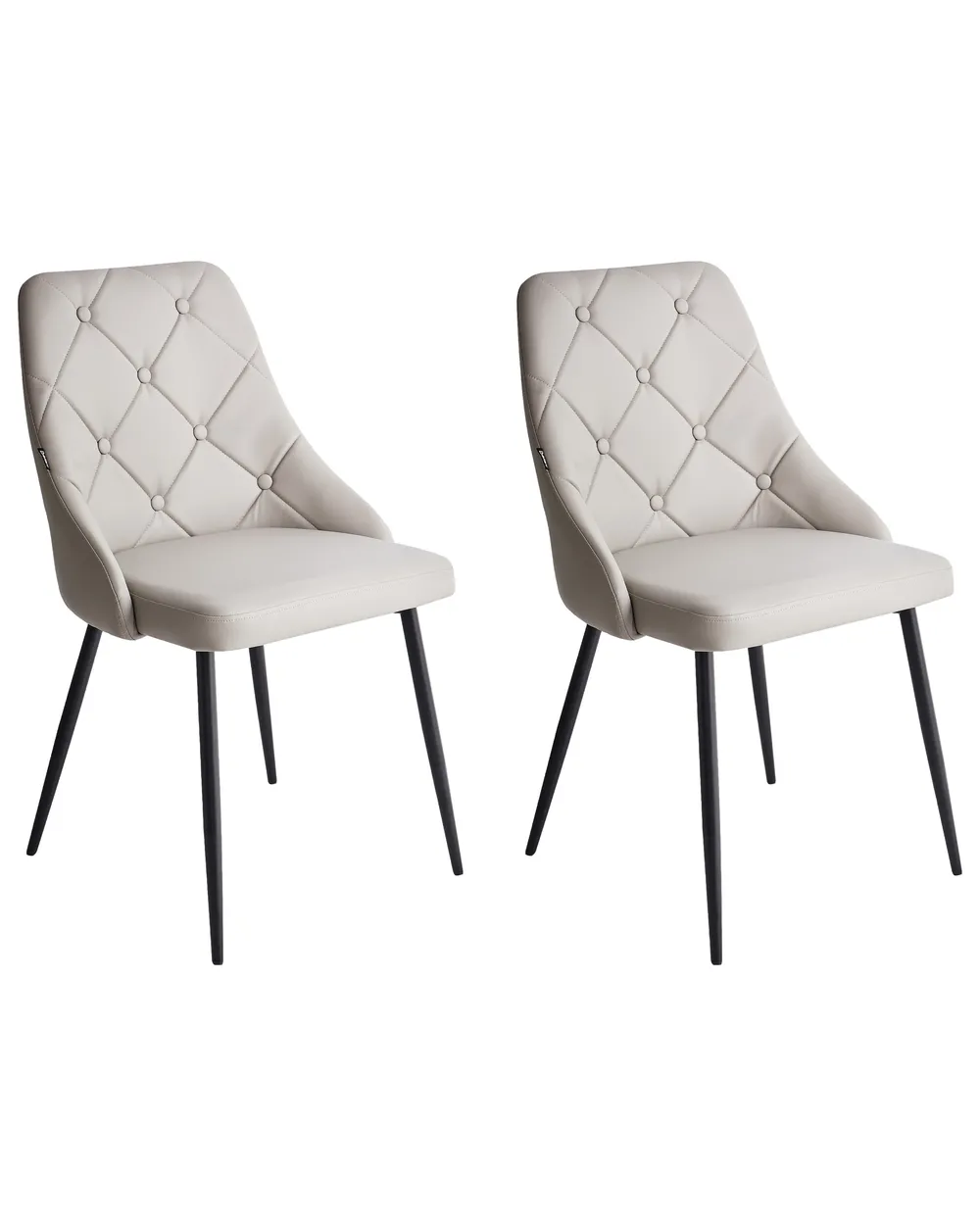 Set of 2 Dining Chairs VALERIE Faux Leather Light Grey