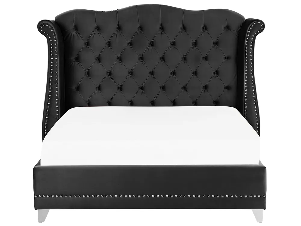 Bett mit Lattenrost Samtstoff AYETTE 180 x 200 cm Schwarz_764939