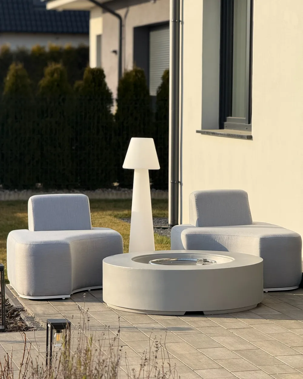 Gas Fire Pit PACAYA Concrete Light Grey_983777