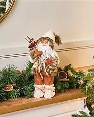 Weihnachtsdekoration SVARTEVATNET 37 cm Weihnachtsmann Braun / Weiß_1186128