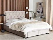 Bett mit Schubladen LIEVIN Samtstoff Beige 160 x 200 cm_858032