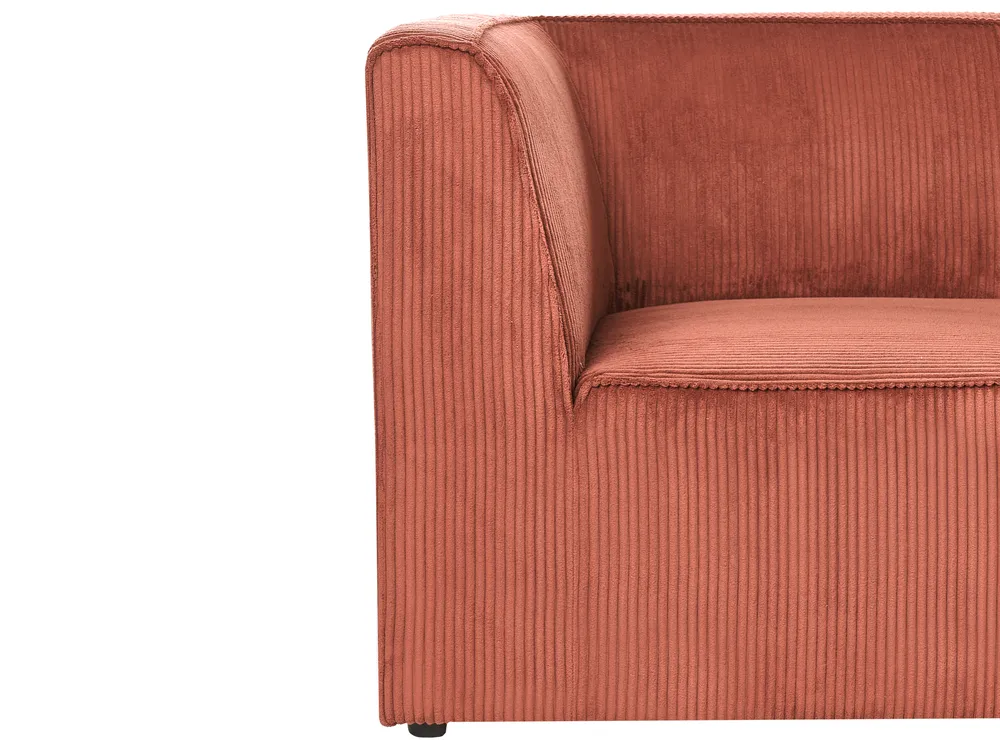 Modul Ecksofa 4-Sitzer LEMVIG mit Ottomane Cord Goldbraun linksseitig_1055015