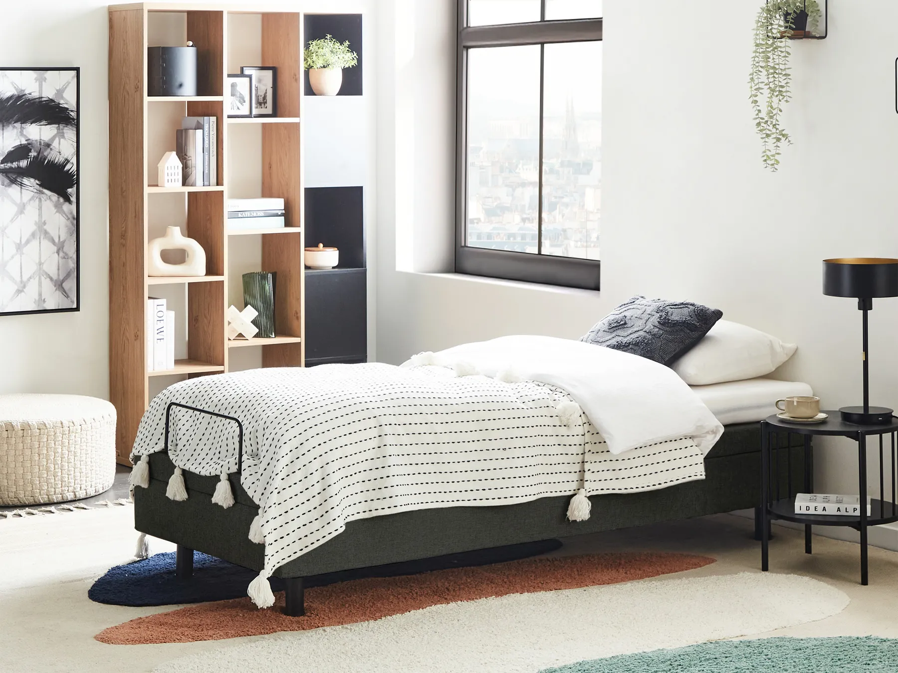 Verstellbares Bett ohne Kopfteil Stoff DUKE II 80 x 200 cm Dunkelgrau_987298