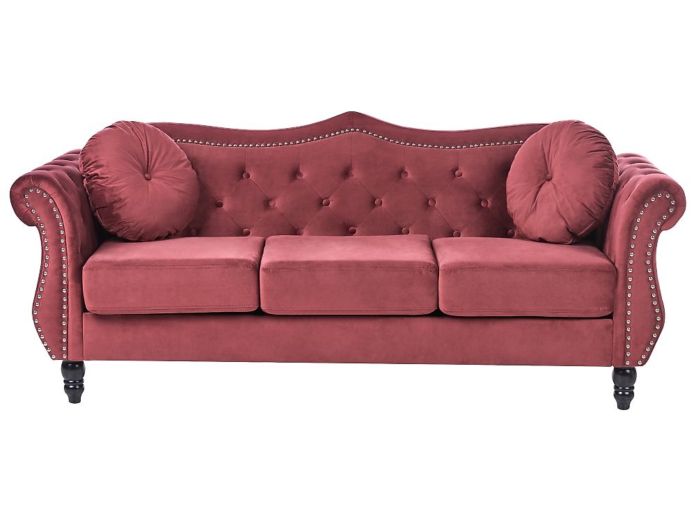 Sofa 3-Sitzer SKIEN Samtstoff Dunkelrot