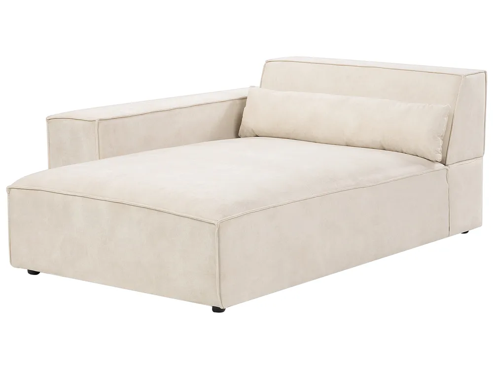 Modul Ecksofa 4-Sitzer HELLNAR Samtstoff Hellbeige rechtsseitig_911096