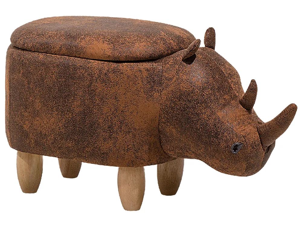Tierhocker mit Stauraum RHINO Nashorn Kunstleder Hellbraun