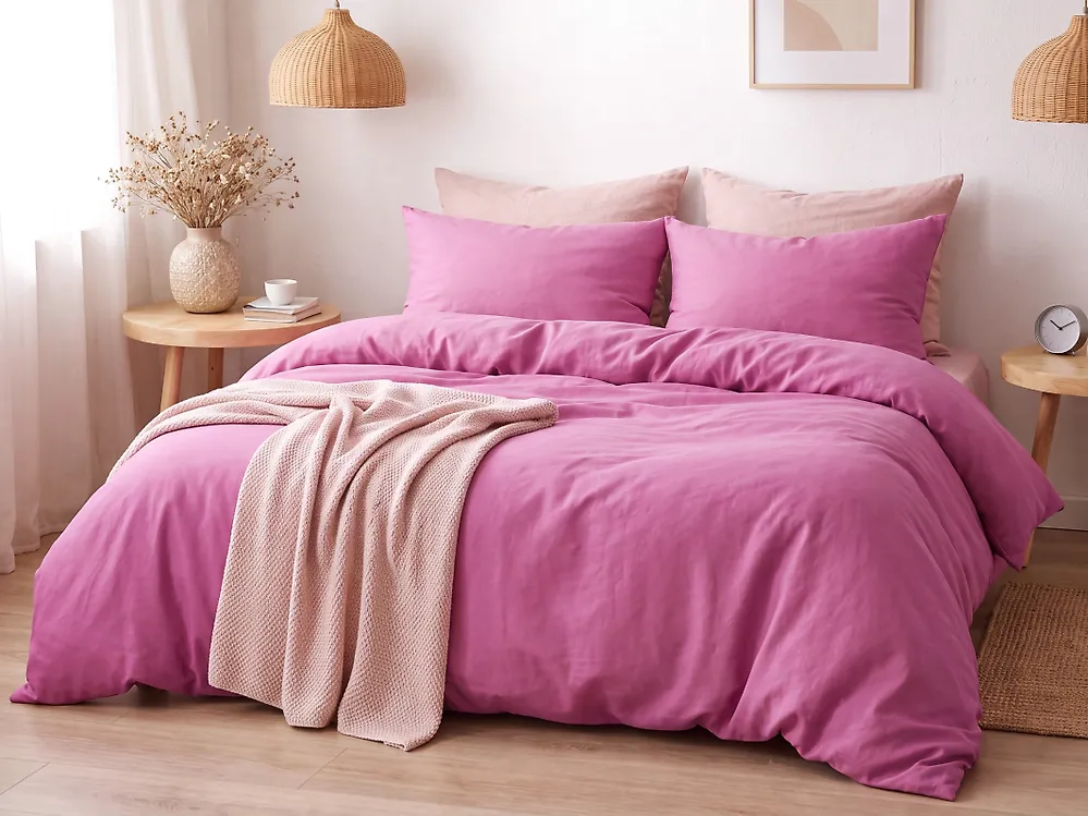 Bettwäsche-Set HARMONRIDGE 220 x 240 cm Baumwollsatin Rosa