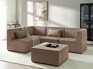 Modul Ecksofa 4-Sitzer LEMVIG mit Ottomane Cord Dunkelbeige rechtsseitig_1154499