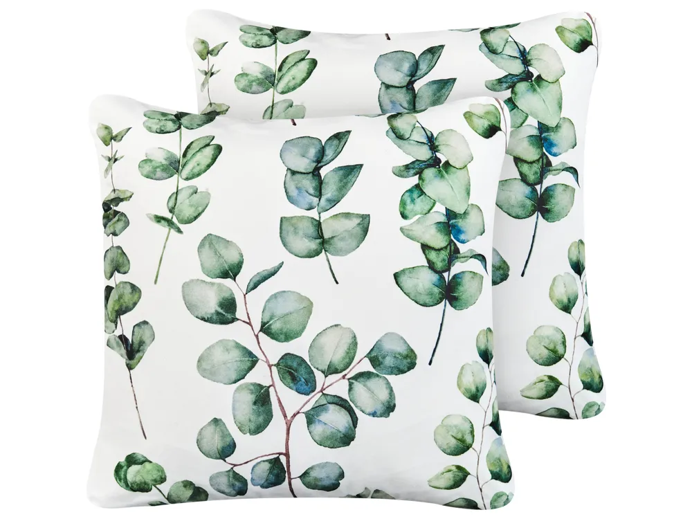 Gartenkissen 2er Set BOSQUE Pflanzenmuster 45 x 45 cm Grün