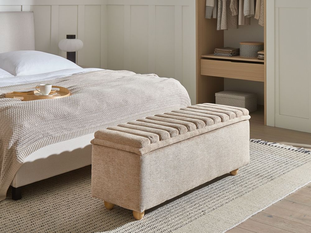 Upholstered Storage Bench SALIDA Fabric Beige