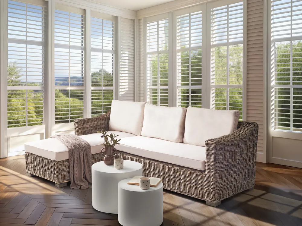 Garten Ecksofa 3-Sitzer VALLETRI Rattan Grau rechtsseitig_967830