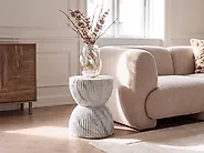 Miza za shranjevanje OCCHITO 36 cm 36 cm Beli marmor_1192802