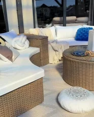 Lounge Set mit Tisch 9-Sitzer SEVERO Polyrattan Beige_998356