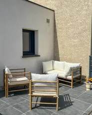 Lounge Set mit Tisch 4-Sitzer CERRETO Bambus Cremeweiß_1076535