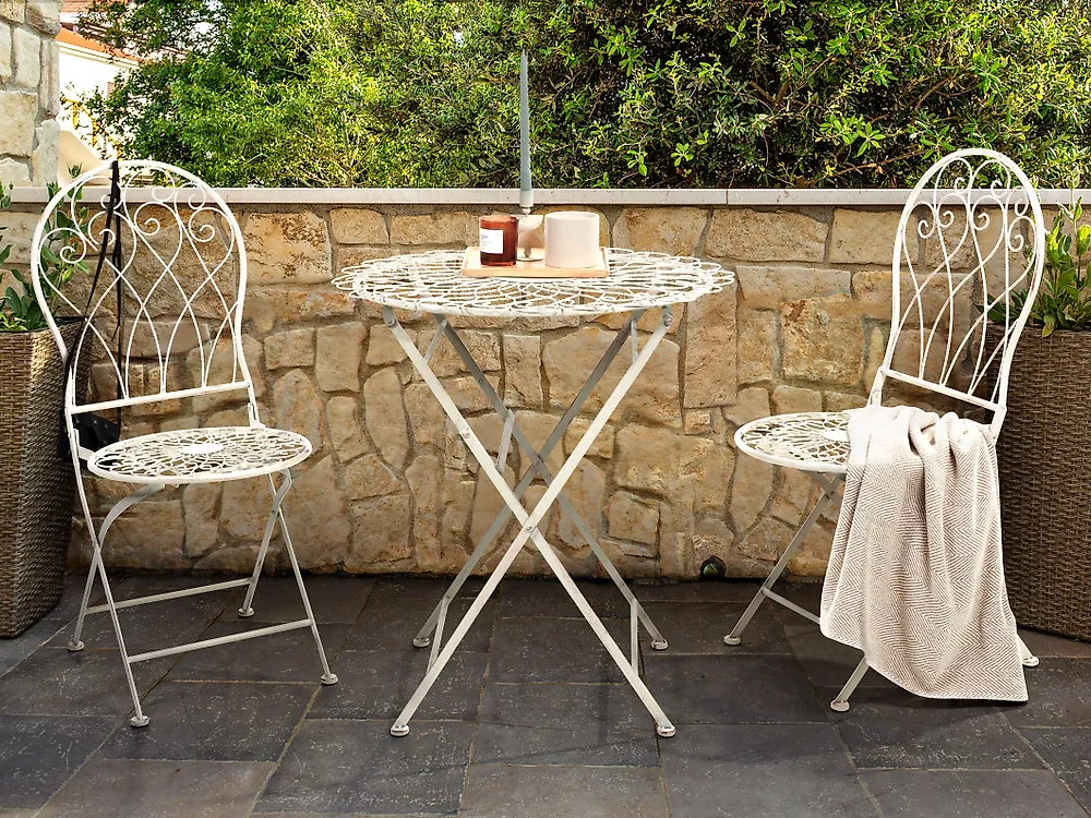 Outdoor Bistrotisch klappbar STIFFE 70 cm 70 cm Metall Weiß