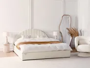 Bett mit Stauraum CHADENET Bouclé Cremeweiß 180 x 200 cm_942192