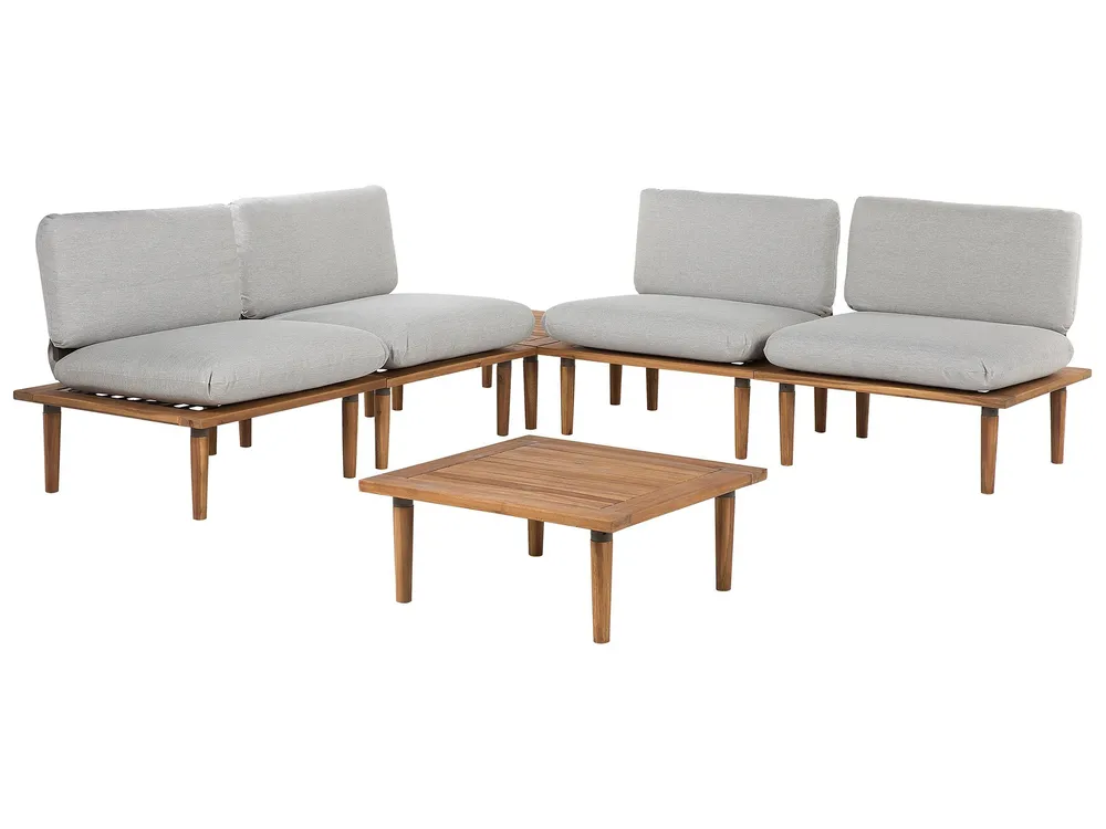 Lounge Set mit Tisch 4-Sitzer FRASCATI modular zertifiziertes Akazienholz Hellgrau