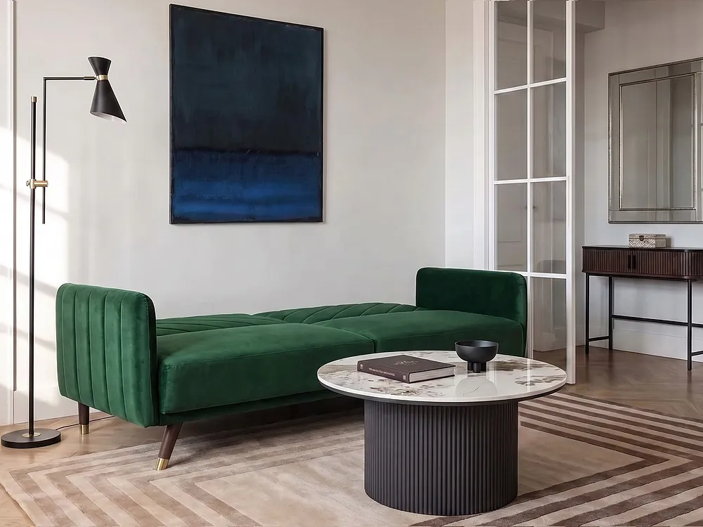 Schlafsofa 3-Sitzer SENJA Samtstoff Smaragdgrün_1154865