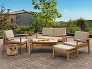Garden Lounge Set with Table 4 Seater MANILA Certified Acacia Wood Light Brown_1179371