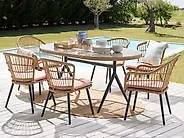 Gartenmöbel Set 6-Sitzer ALIANO inkl. Kissen Polyrattan Pastellrosa_1172880