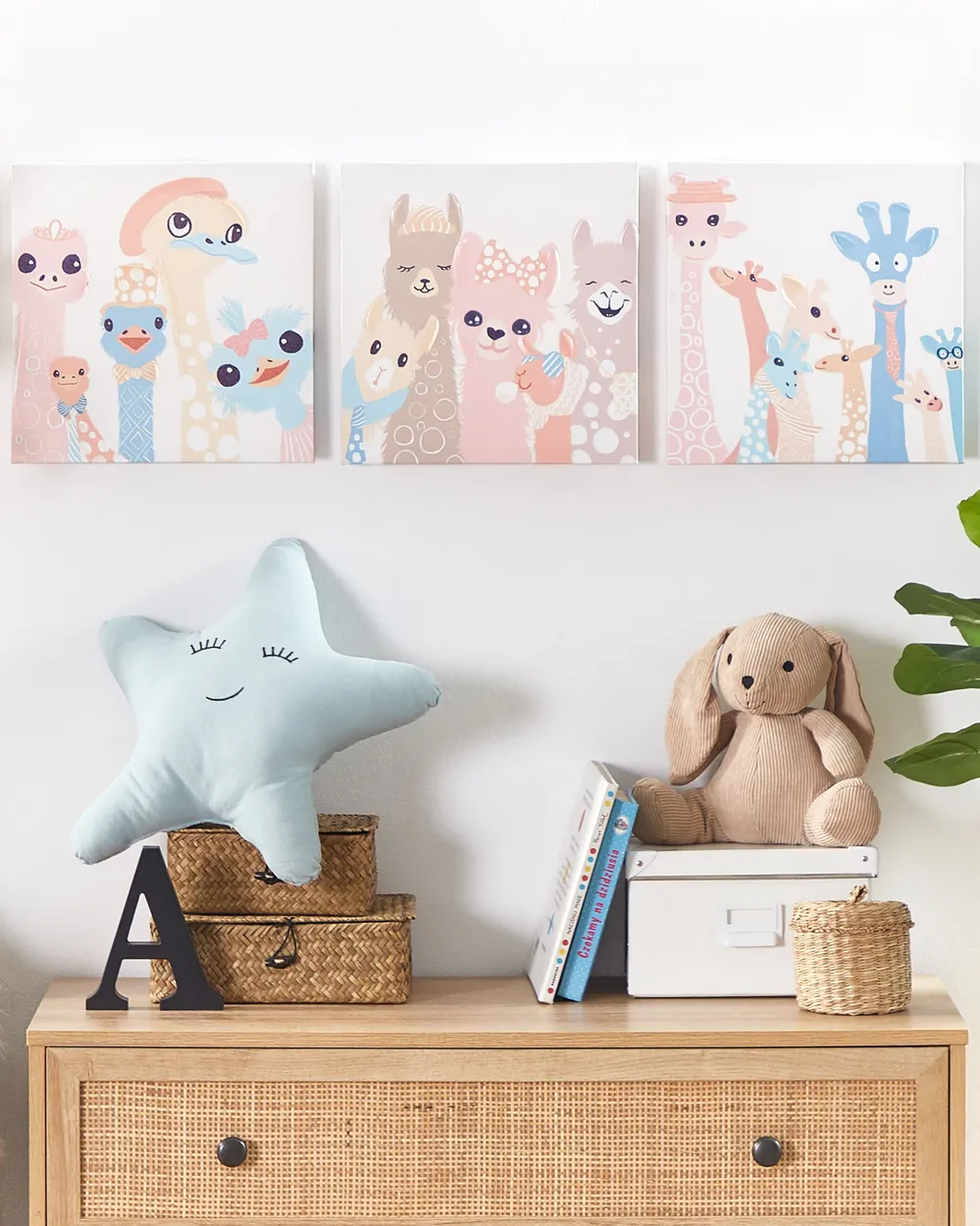 Leinwand 3er Set TILLIA 30 x 30 cm Tiermotiv Bunt