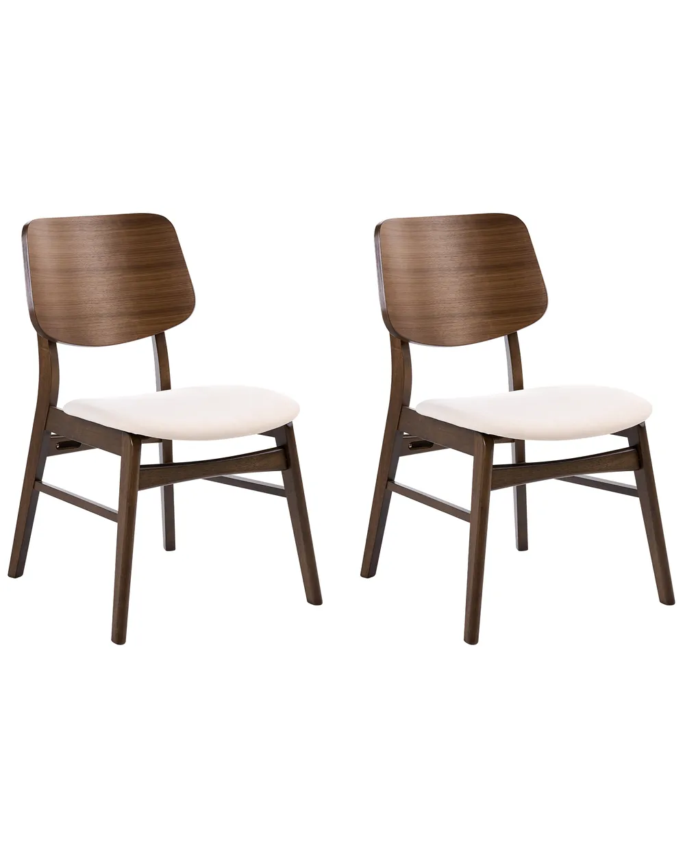 Esszimmerstuhl 2er Set MAYER Stoff Cremeweiß / Braun