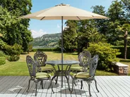 Gartenmöbel Set 4-Sitzer SAPRI mit Schirm (16 Optionen) Metall Dunkelbraun_877715