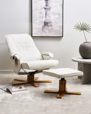 Massagestuhl RELAXPRO mit Fußstütze Kunstleder Cremeweiß_948130